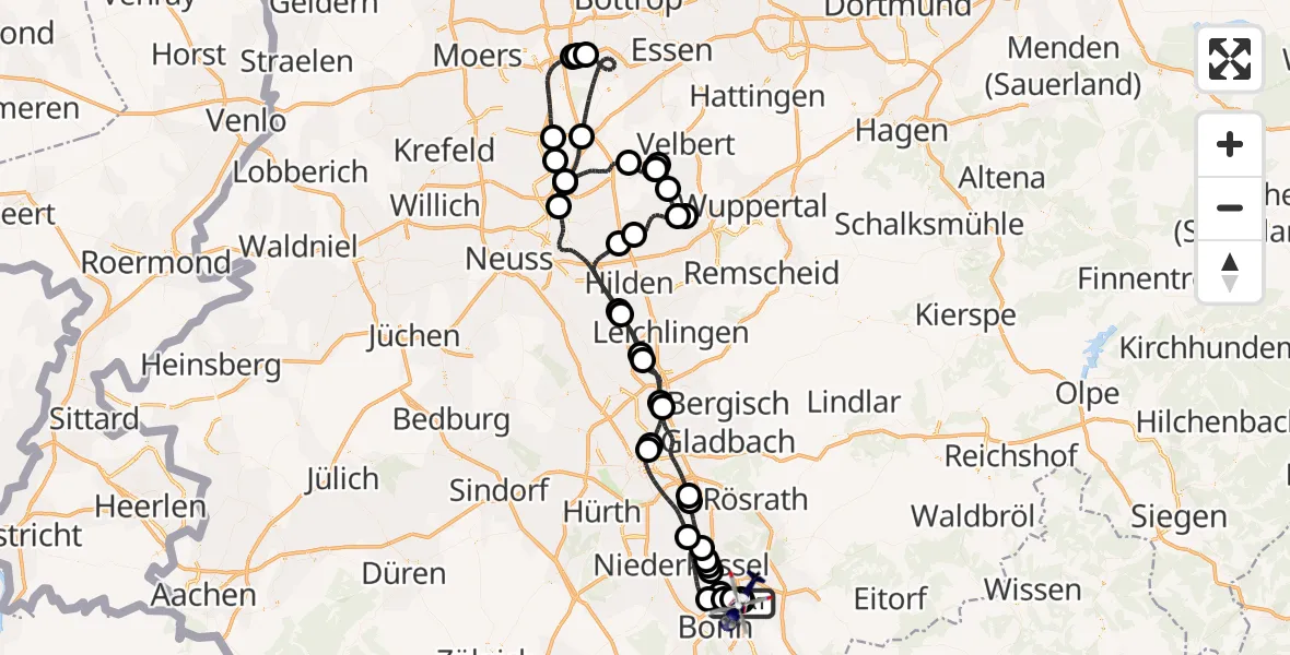 Flugroute Polizeihubschrauber Sankt Augustin - Sankt Augustin, 28 Mai 2026, 20:45