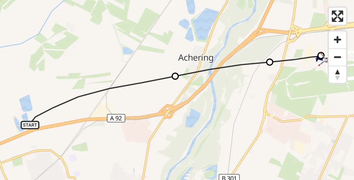 Flugroute Polizeihubschrauber Neufahrn b.Freising - München Flughafen, 28 Mai 2026, 20:47