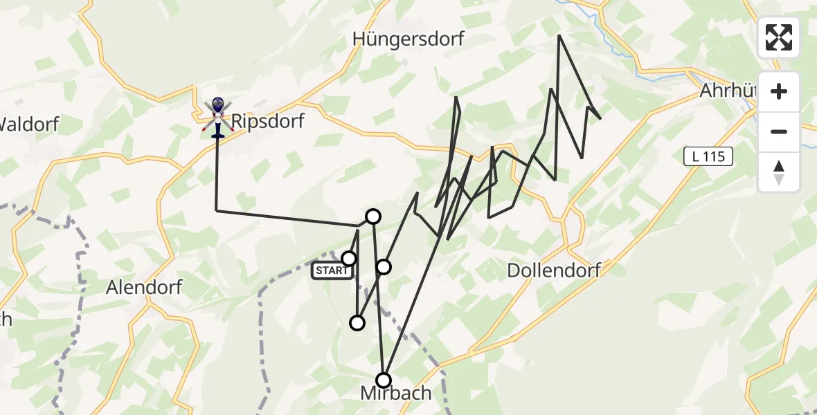 Flugroute Polizeihubschrauber Wiesbaum - Blankenheim, 28 Mai 2026, 21:07