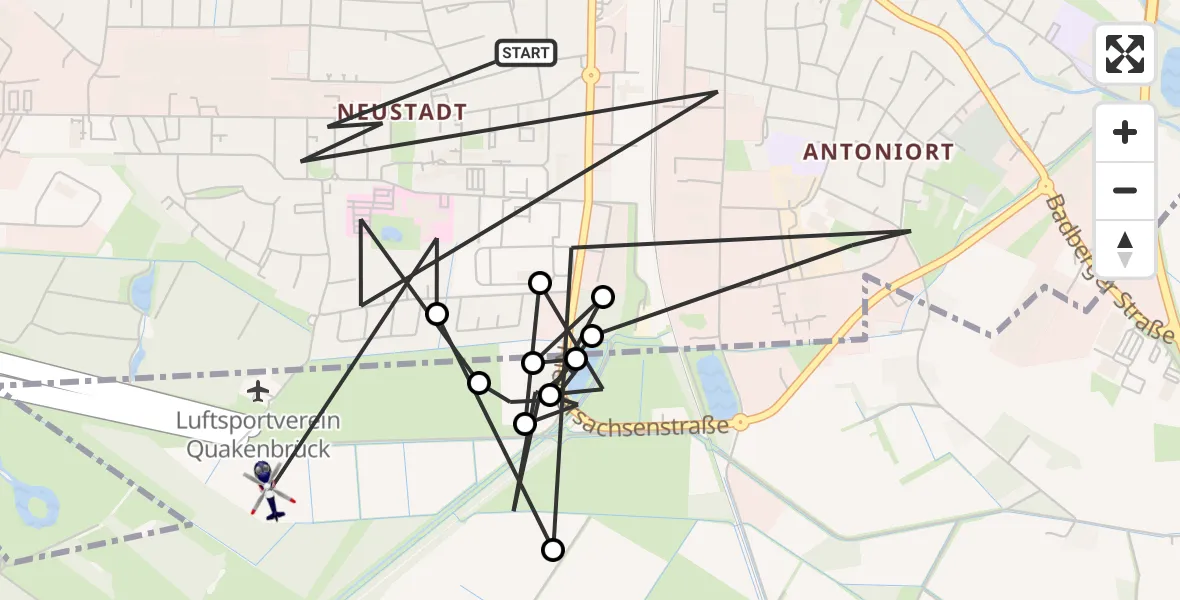 Flugroute Polizeihubschrauber Quakenbrück - Badbergen, 28 Mai 2026, 21:29