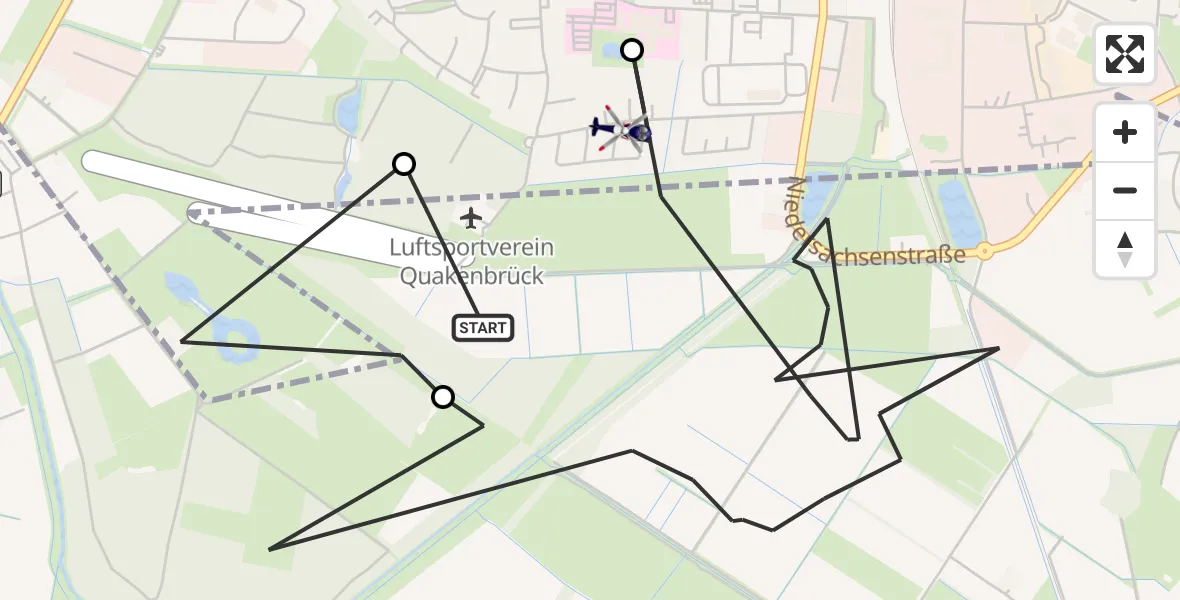Flugroute Polizeihubschrauber Badbergen - Quakenbrück, 28 Mai 2026, 21:38