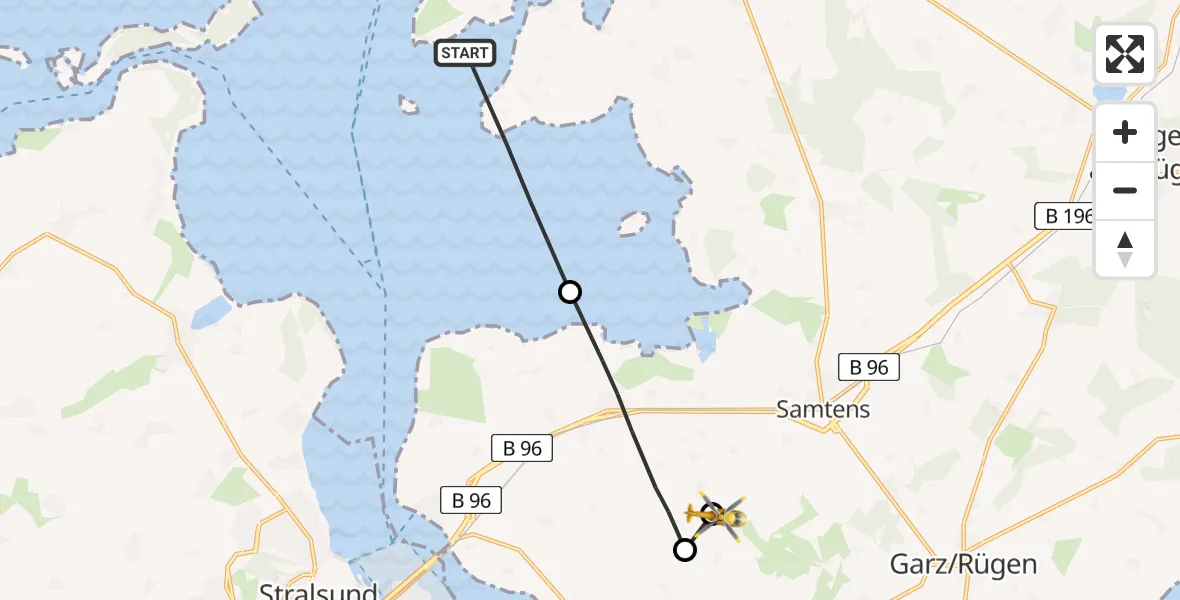 Flugroute Ambulanzhubschrauber Ummanz - Poseritz, 28 Mai 2026, 21:57