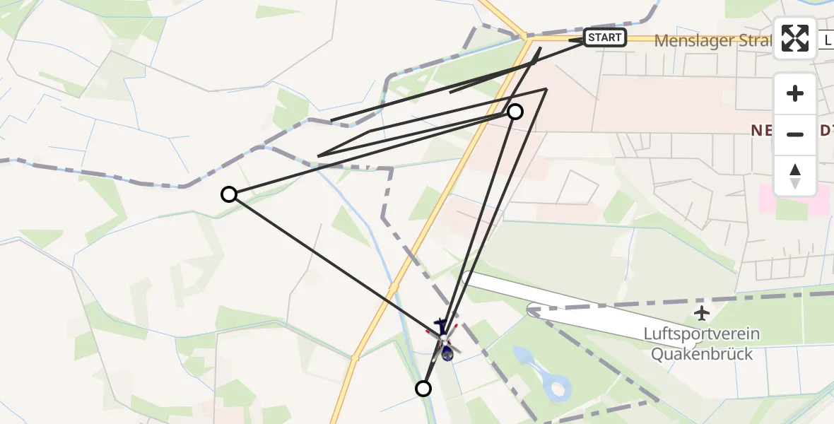 Flugroute Polizeihubschrauber Quakenbrück - Badbergen, 28 Mai 2026, 22:11