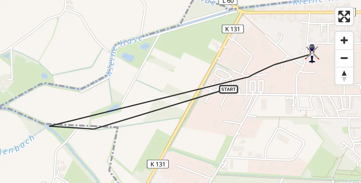 Flugroute Polizeihubschrauber Quakenbrück - Quakenbrück, 28 Mai 2026, 22:21