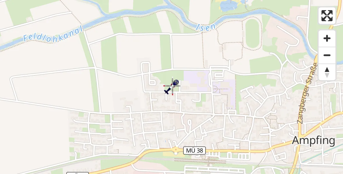 Flugroute Polizeihubschrauber Ampfing - Ampfing, 28 Mai 2026, 23:47