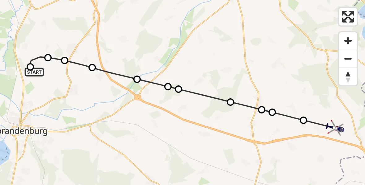 Flugroute Polizeihubschrauber Neubrandenburg Trollenhagen Flughafen - Voigtsdorf, 29 Mai 2026, 03:04