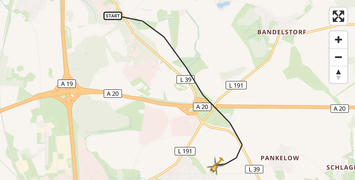Flugroute Ambulanzhubschrauber Dummerstorf - Dummerstorf, 29 Mai 2026, 05:15