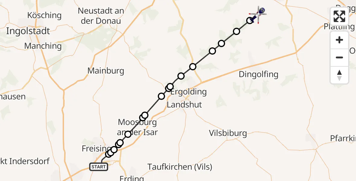 Flugroute Polizeihubschrauber München Flughafen - Leiblfing, 29 Mai 2026, 06:40