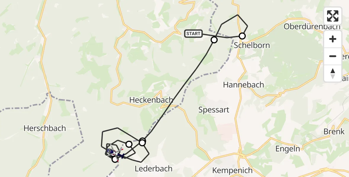 Flugroute Polizeihubschrauber Heckenbach - Heckenbach, 29 Mai 2026, 08:12