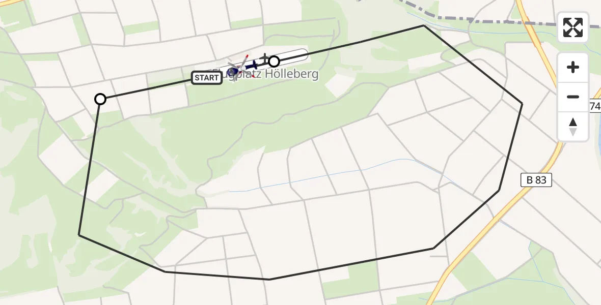 Flugroute Polizeihubschrauber Hölleberg Flugplatz - Hölleberg Flugplatz, 29 Mai 2026, 08:14
