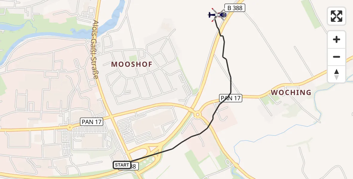 Flugroute Polizeihubschrauber Pfarrkirchen - Pfarrkirchen, 29 Mai 2026, 08:29