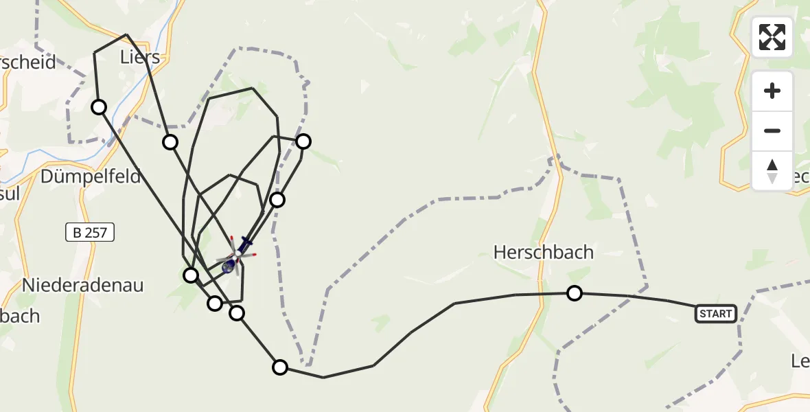 Flugroute Polizeihubschrauber Heckenbach - Dümpelfeld, 29 Mai 2026, 08:29
