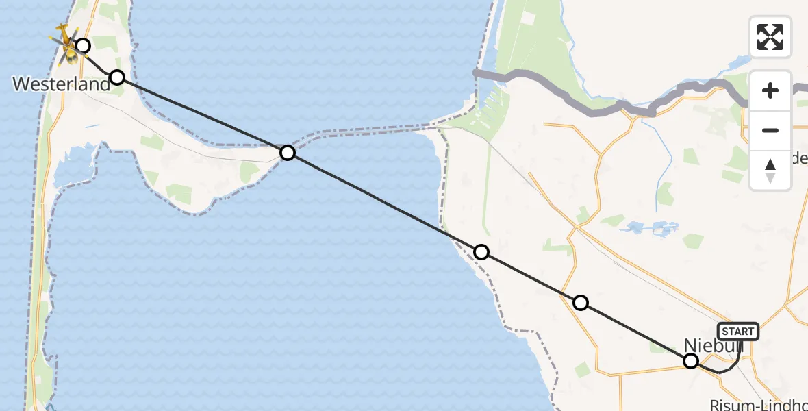 Flugroute Rettungshubschrauber Niebüll - Sylt, 29 Mai 2026, 08:48