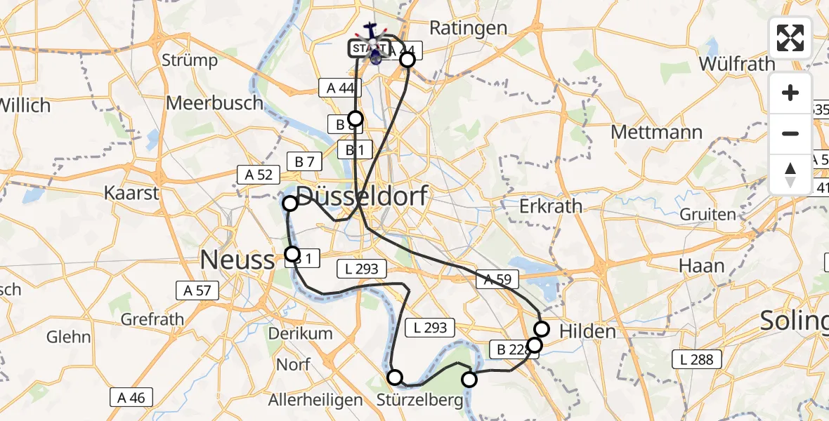 Flugroute Polizeihubschrauber Düsseldorf Flughafen - Düsseldorf Flughafen, 29 Mai 2026, 08:57