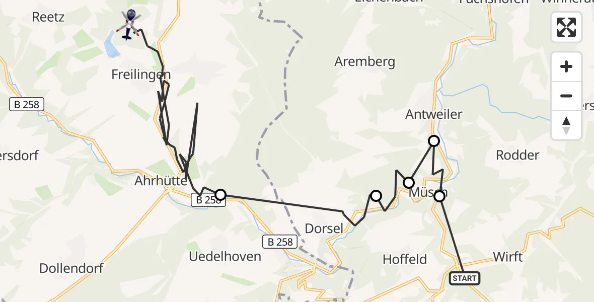 Flugroute Polizeihubschrauber Wirft - Blankenheim, 29 Mai 2026, 09:01