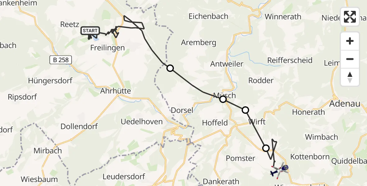 Flugroute Polizeihubschrauber Blankenheim - Barweiler, 29 Mai 2026, 09:24