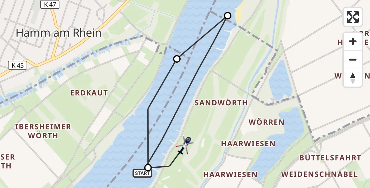 Flugroute Polizeihubschrauber Groß-Rohrheim - Groß-Rohrheim, 29 Mai 2026, 09:28