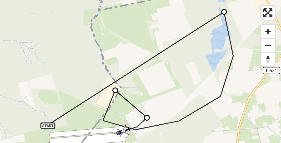 Flugroute Polizeihubschrauber Dinslaken-Schwarze Heide Flugplatz - Bottrop, 29 Mai 2026, 09:39