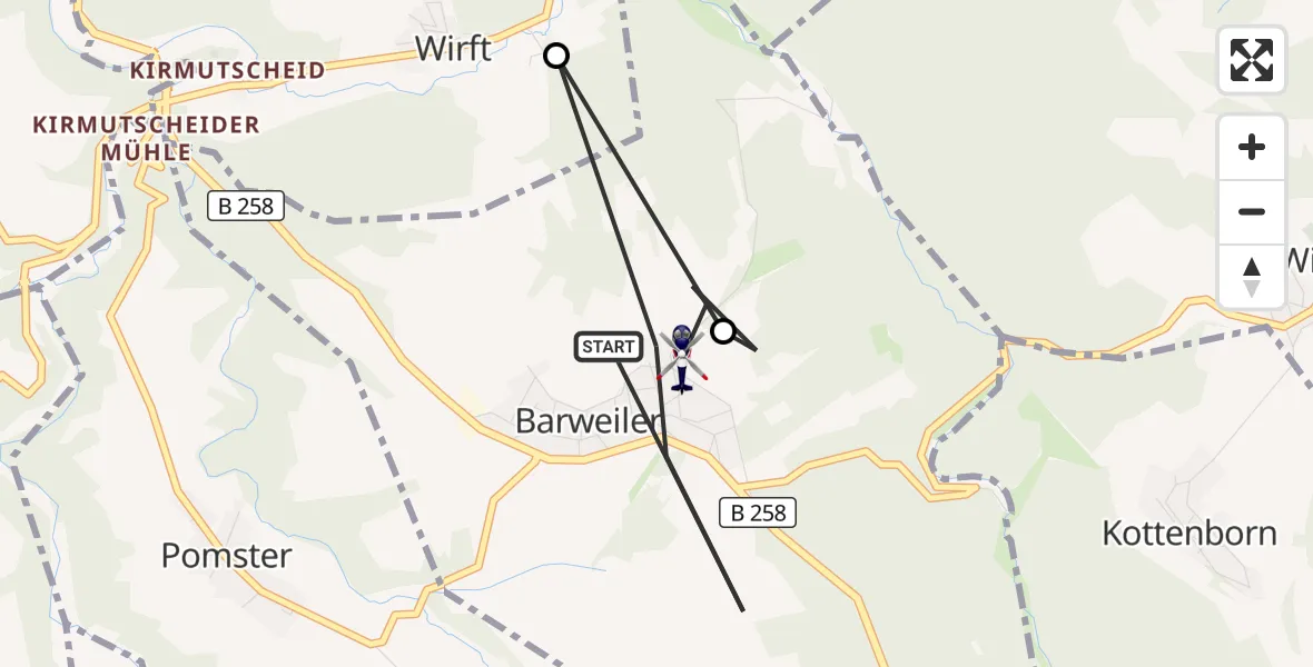 Flugroute Polizeihubschrauber Barweiler - Barweiler, 29 Mai 2026, 09:43