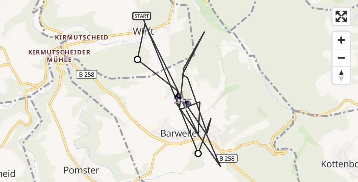 Flugroute Polizeihubschrauber Wirft - Barweiler, 29 Mai 2026, 09:48
