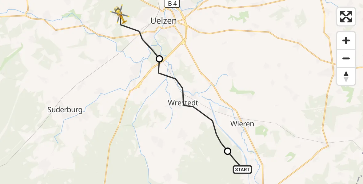 Flugroute Rettungshubschrauber Bad Bodenteich - Uelzen, 29 Mai 2026, 09:54