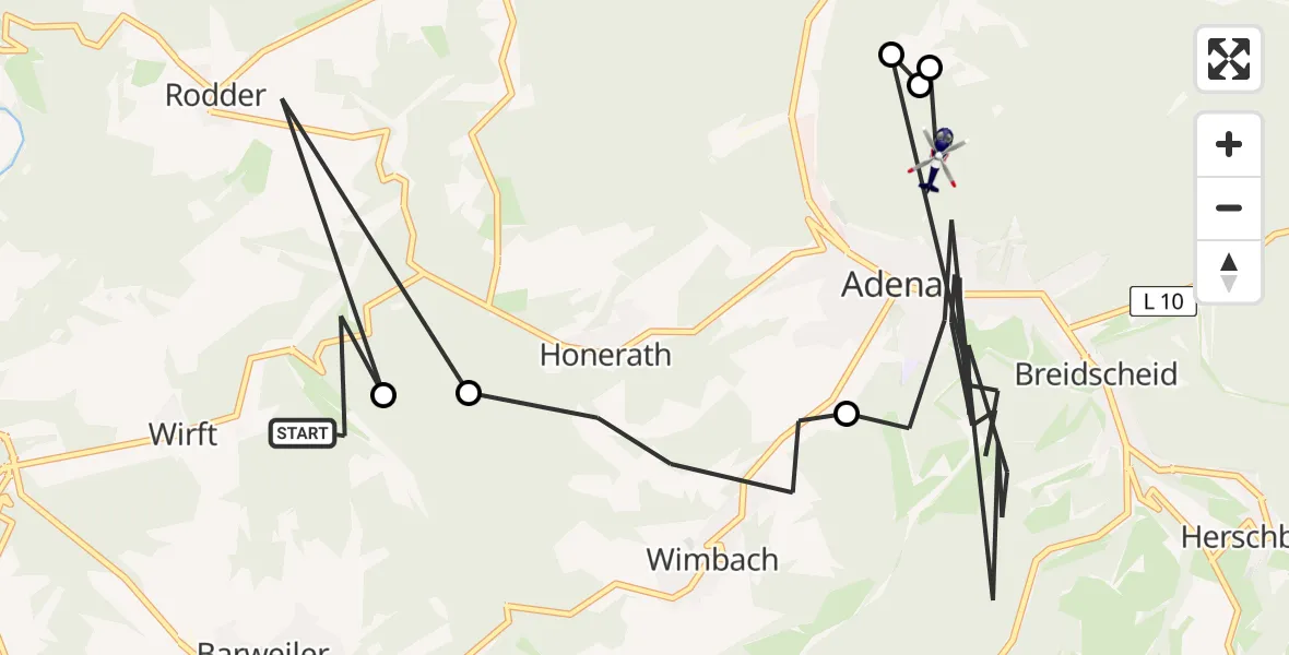 Flugroute Polizeihubschrauber Barweiler - Adenau, 29 Mai 2026, 09:56