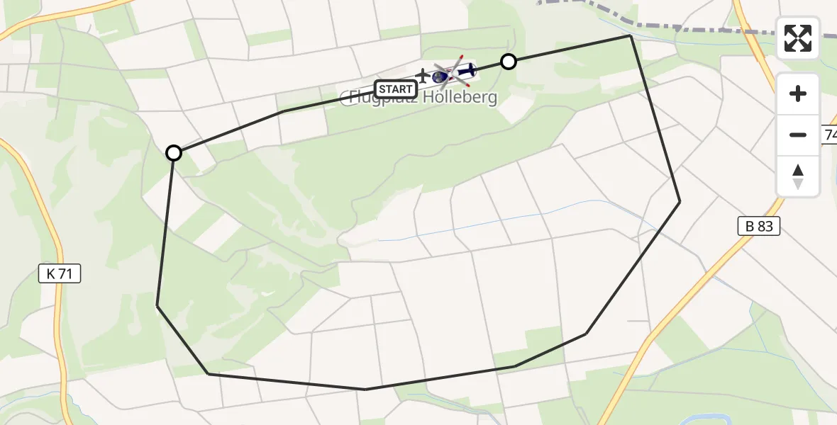 Flugroute Polizeihubschrauber Hölleberg Flugplatz - Hölleberg Flugplatz, 29 Mai 2026, 10:10