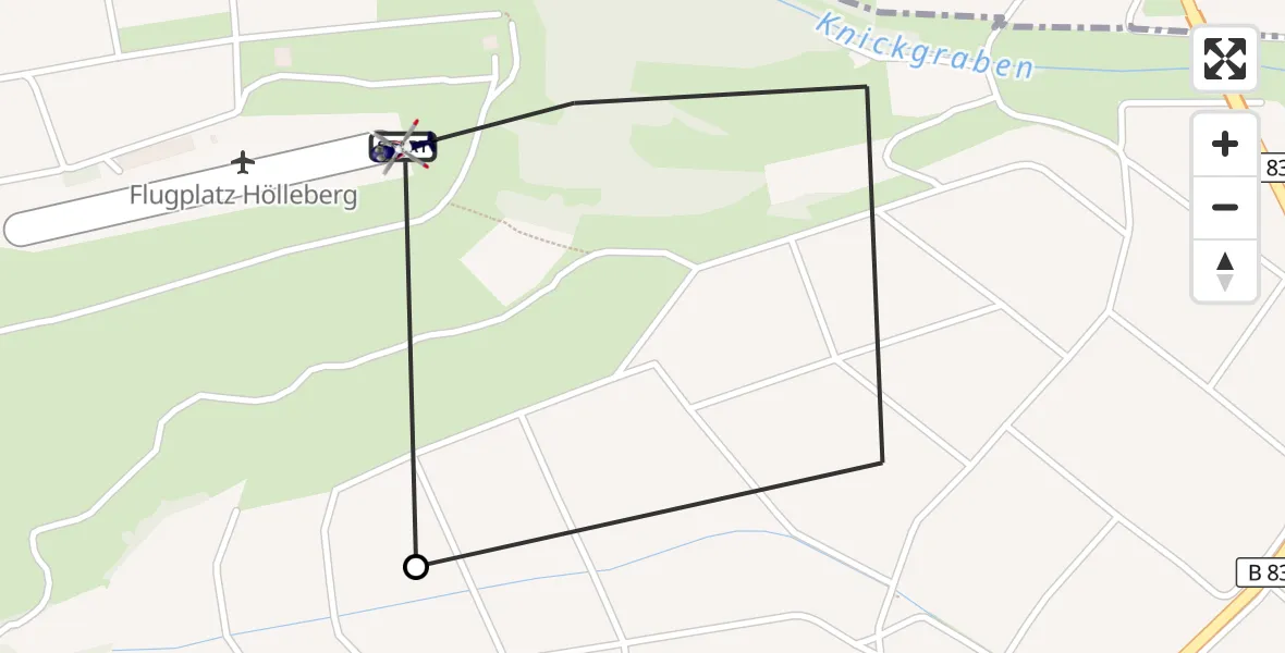Flugroute Polizeihubschrauber Hölleberg Flugplatz - Hölleberg Flugplatz, 29 Mai 2026, 10:15