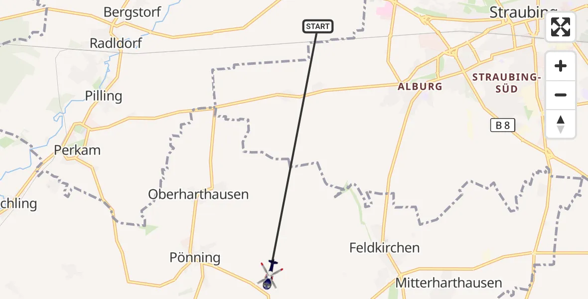 Flugroute Polizeihubschrauber Atting - Feldkirchen, 29 Mai 2026, 10:43