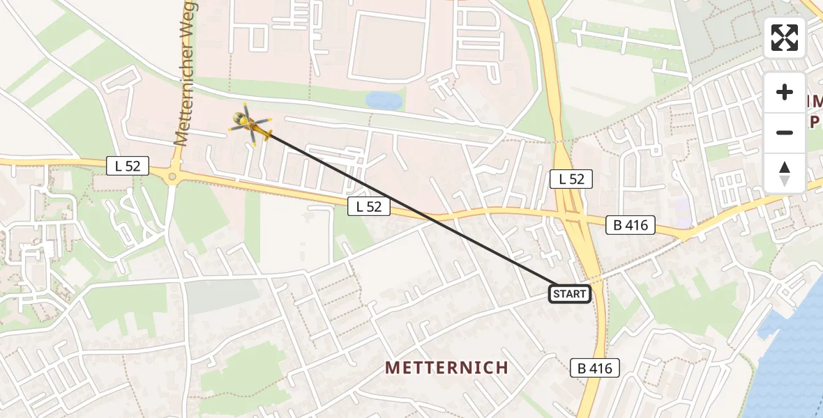 Flugroute Rettungshubschrauber Koblenz - Koblenz, 29 Mai 2026, 11:20