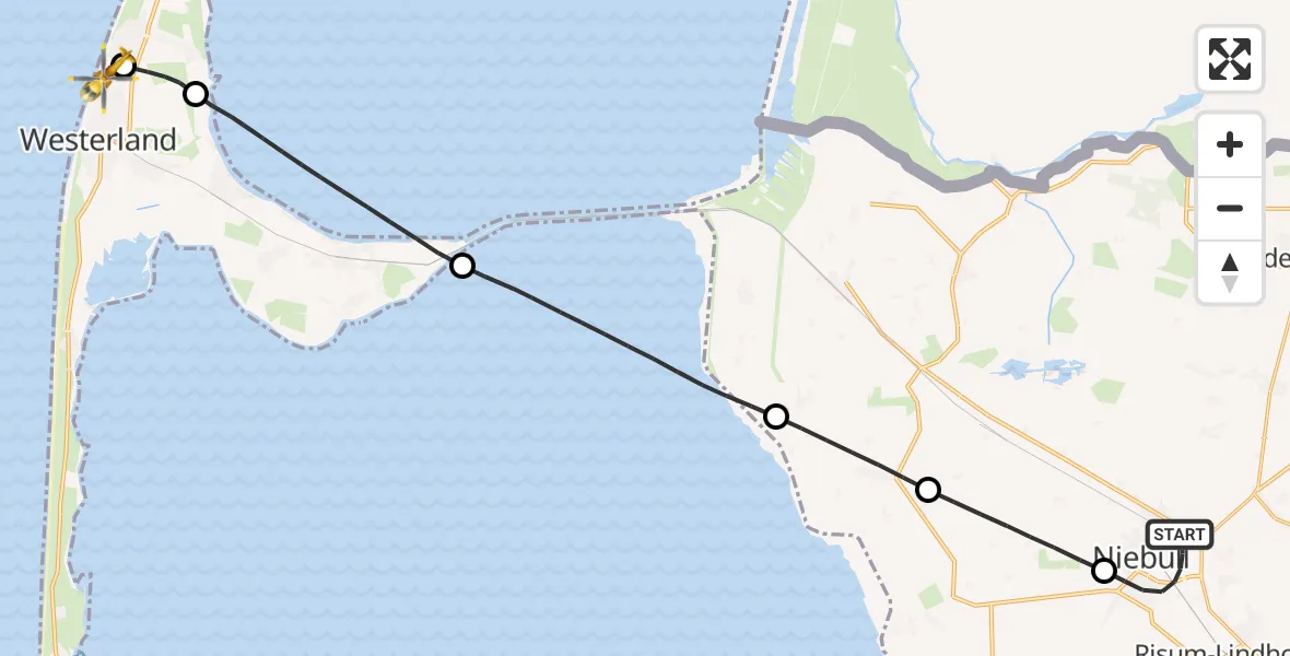 Flugroute Rettungshubschrauber Niebüll - Sylt, 29 Mai 2026, 11:49