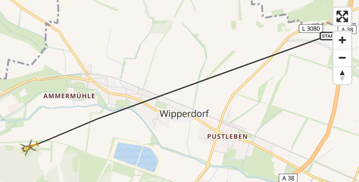 Flugroute Rettungshubschrauber Bleicherode - Bleicherode, 29 Mai 2026, 11:51