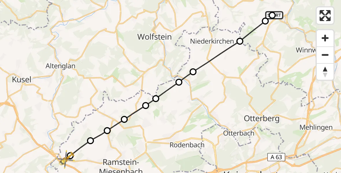 Flugroute Rettungshubschrauber Imsweiler UL - Niedermohr, 29 Mai 2026, 12:30