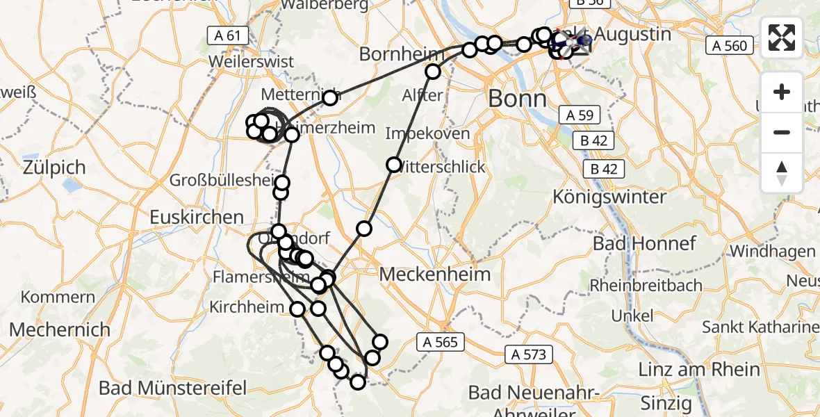 Flugroute Polizeihubschrauber Sankt Augustin - Sankt Augustin, 29 Mai 2026, 12:47