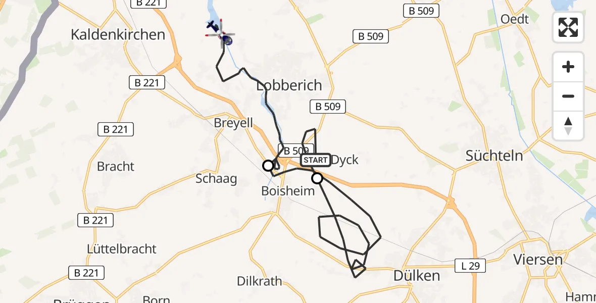 Flugroute Polizeihubschrauber Nettetal - Nettetal, 29 Mai 2026, 12:51
