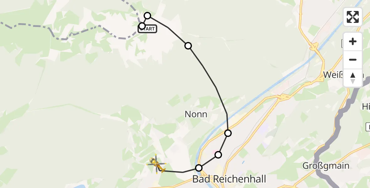 Flugroute Rettungshubschrauber Piding - Bad Reichenhall, 29 Mai 2026, 13:49