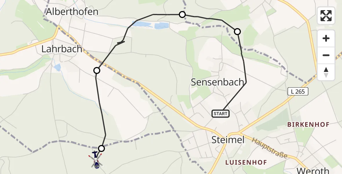 Flugroute Polizeihubschrauber Steimel - Puderbach, 29 Mai 2026, 13:53