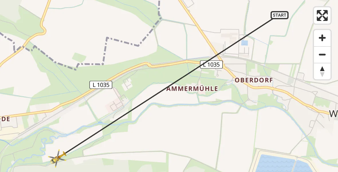 Flugroute Rettungshubschrauber Bleicherode - Bleicherode, 29 Mai 2026, 14:01
