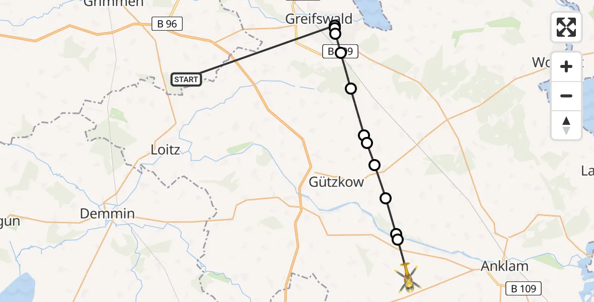 Flugroute Rettungshubschrauber Süderholz - Medow, 29 Mai 2026, 14:28
