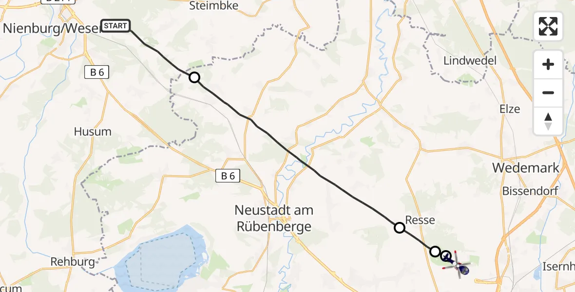 Flugroute Polizeihubschrauber Stöckse - Flughafen Hannover, 29 Mai 2026, 14:32