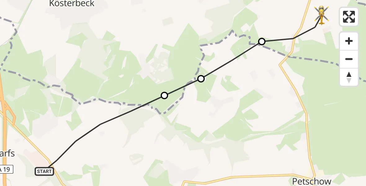 Flugroute Ambulanzhubschrauber Dummerstorf - Broderstorf, 29 Mai 2026, 15:08