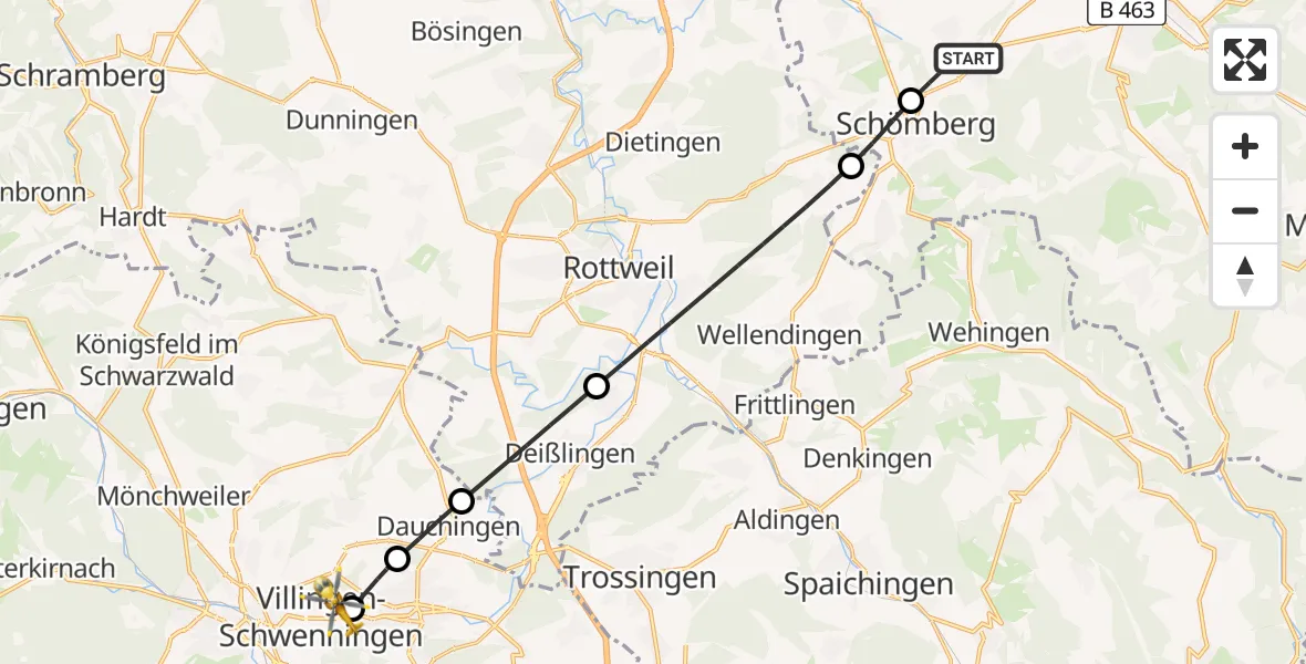 Flugroute Ambulanzhubschrauber Dotternhausen - DRF Air Rescue Station Villingen-Schwenningen Hubschrauberlandeplatz (Christoph 11), 29 Mai 2026, 15:29