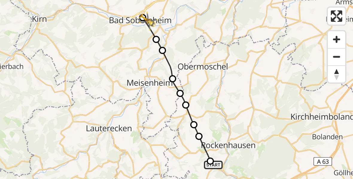 Flugroute Rettungshubschrauber Imsweiler UL - Bad Sobernheim, 29 Mai 2026, 15:44