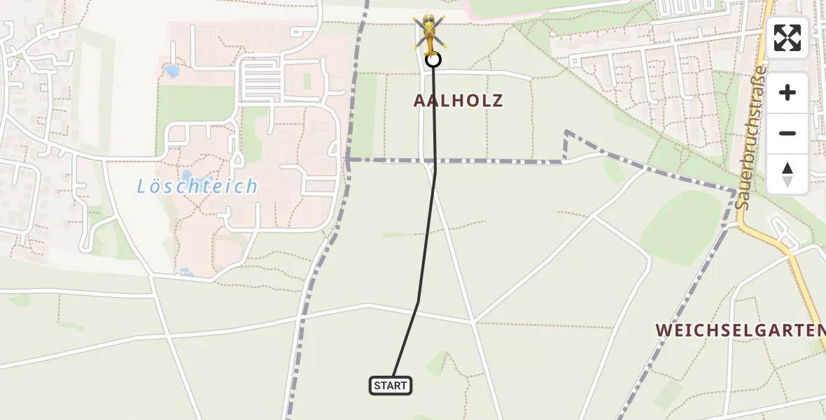 Flugroute Rettungshubschrauber Neuried - DRF Air Rescue München Hubschrauberlandeplatz, 29 Mai 2026, 15:48