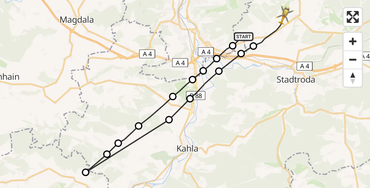 Flugroute Rettungshubschrauber Schlöben - Schöngleina, 29 Mai 2026, 16:14