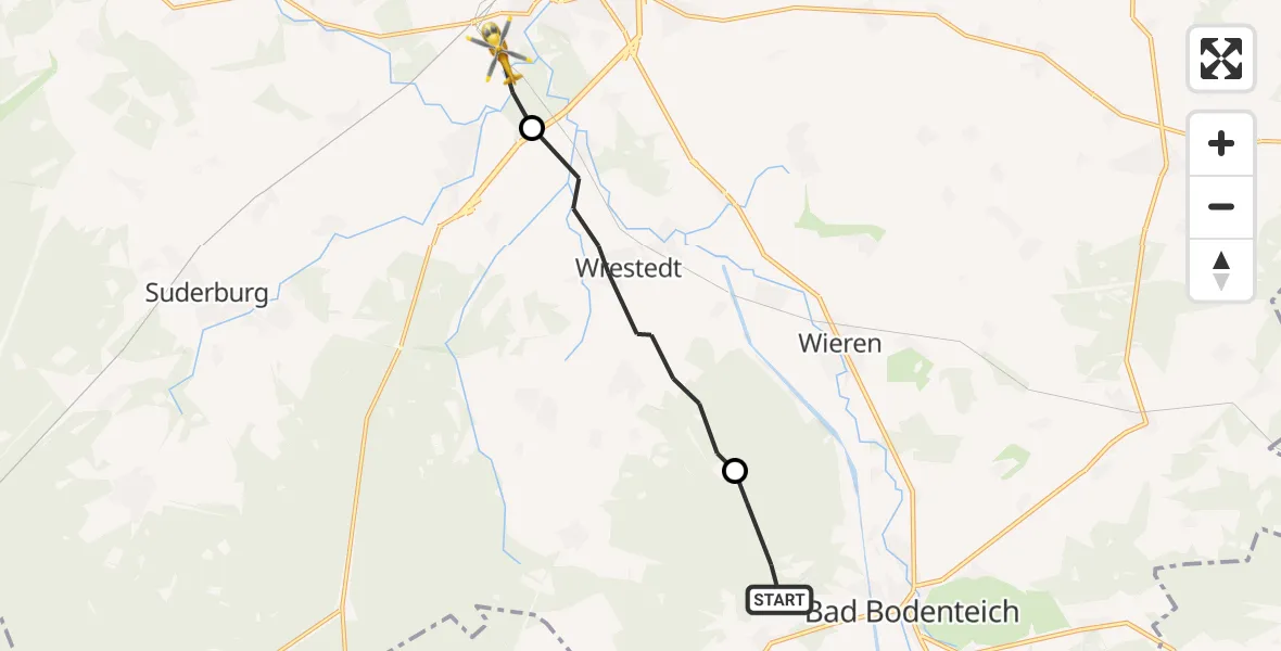 Flugroute Rettungshubschrauber Bad Bodenteich - Uelzen, 29 Mai 2026, 16:34