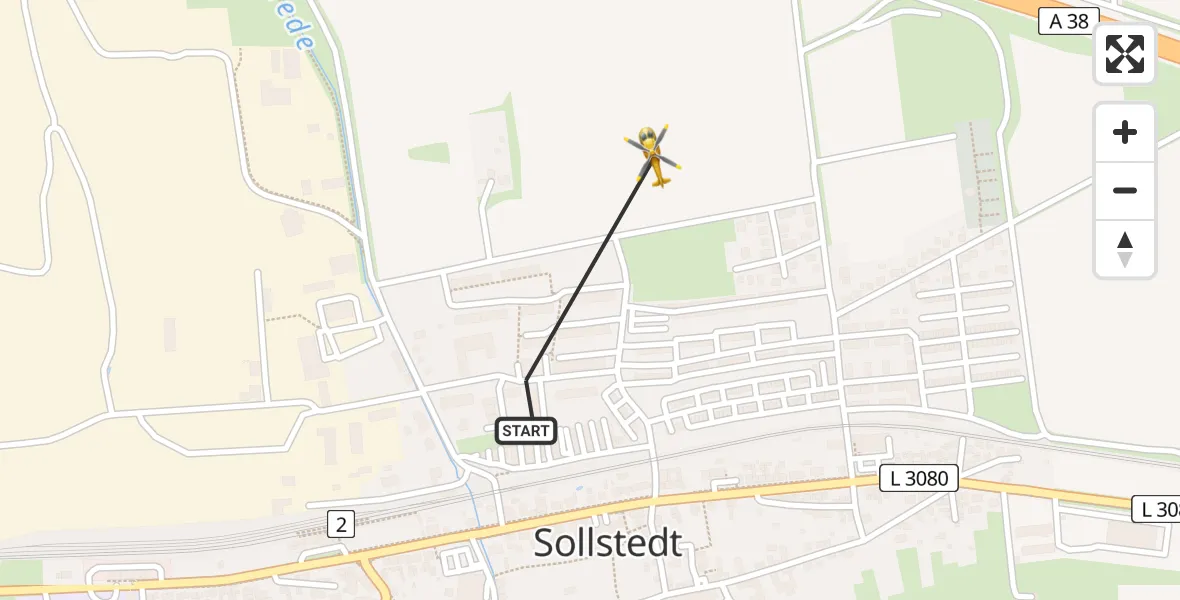 Flugroute Rettungshubschrauber Sollstedt - Sollstedt, 29 Mai 2026, 16:42