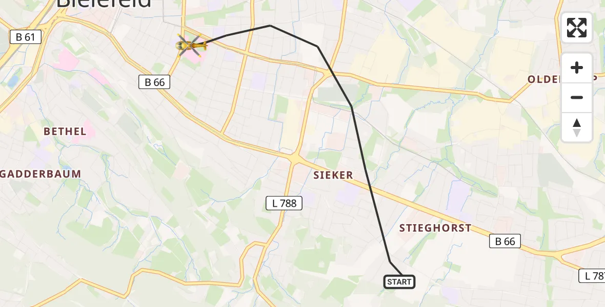 Flugroute Rettungshubschrauber Bielefeld - Bielefeld, 29 Mai 2026, 16:53