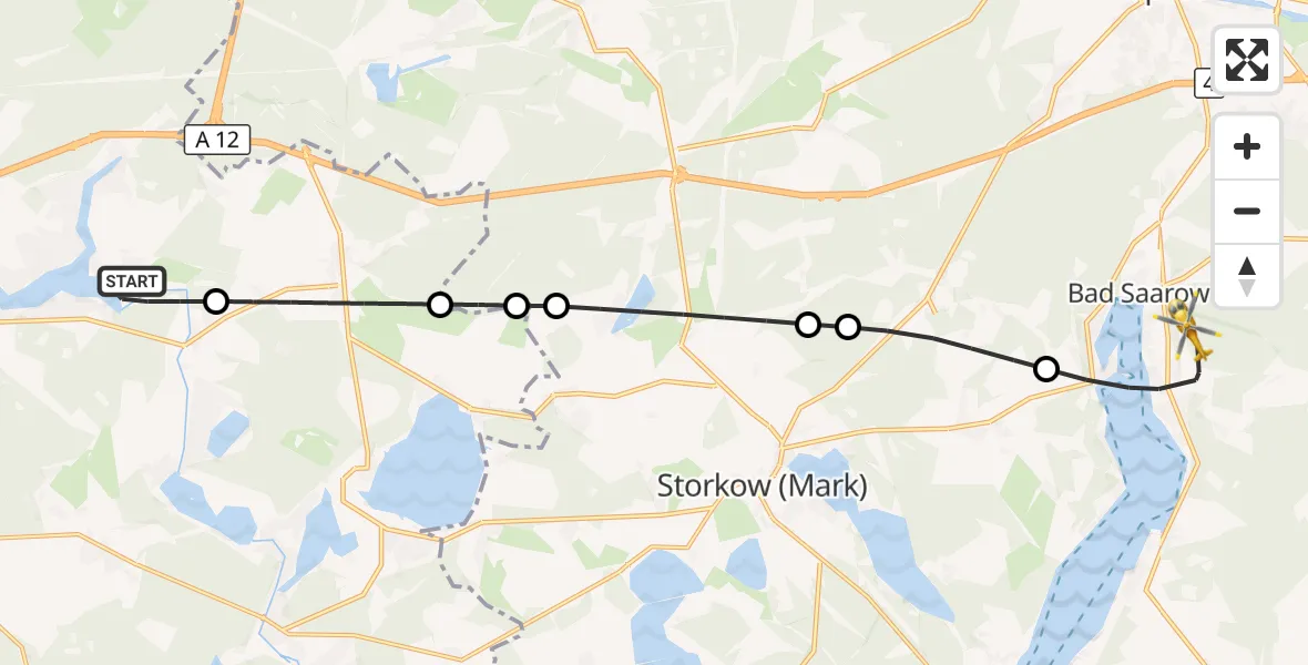 Flugroute Rettungshubschrauber Königs Wusterhausen - Bad Saarow, 29 Mai 2026, 17:23