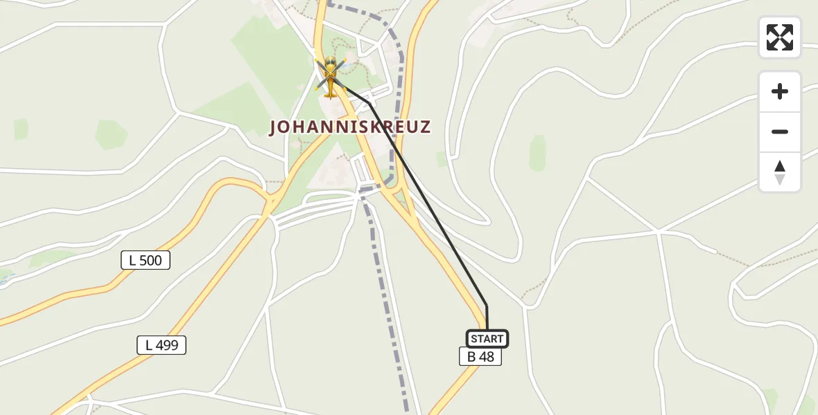 Flugroute Rettungshubschrauber Elmstein - Trippstadt, 29 Mai 2026, 18:00